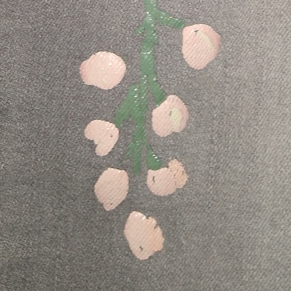 Catherine Malandrino Gray Stretch Designer Jeans Pink Painted Flowers Grey Capri - Picture 7 of 10